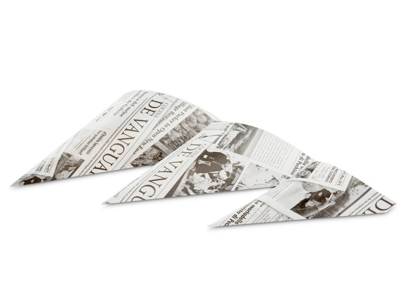 Packnwood Sturdy Paper Cones with Newspaper Print - 11 oz - 6.9 x  5.7,1000/cs